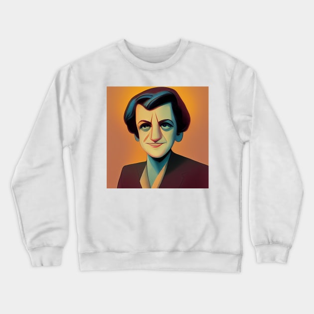 Ayn Rand Portrait | Cartoon Style Crewneck Sweatshirt by Classical